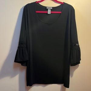 Catherines Black Tunic with Lace Sleeves